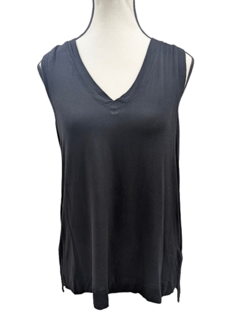 Liverpool Sleeveless Black V Neck Top Small Minimalist Capsule Wardrobe Basic